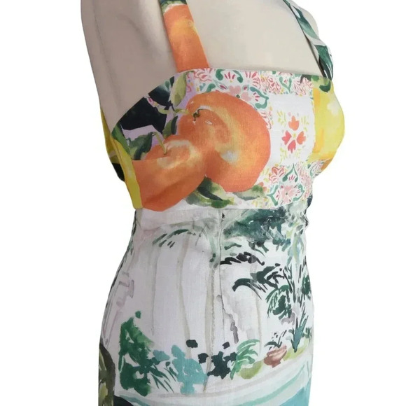 Finders Keepers |Citrus Watercoloor Linen Viscose Blend Dress Amalfi XS US 0-2 - Picture 6 of 13